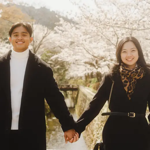 Priam and Eden under the cherry blossoms